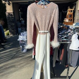 NADINE MERABI Amelia Sequin Jumpsuit